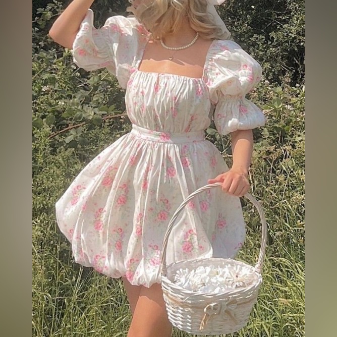 Nwt Anthropologie Maison Amory Romance Galore Floral Puff Dress M — image 2 of 6